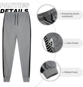 Grey Men's Sweat Suit 2 Piece Outfit Casual Contrast Sports Jogging Tracksuits Set BY STYLE <b>BOY</b> & Co - Product Image 5