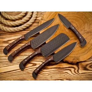 ชุดมีดทำครัว 5 ชิ้น ทำมือจากเหล็กกล้าไร้สนิมดามัสกัส ด้ามไม้แบบเต็มด้าม สำหรับหั่นผัก คุณภาพสูง พร้อมกระเป๋าหนัง - Product Image 5