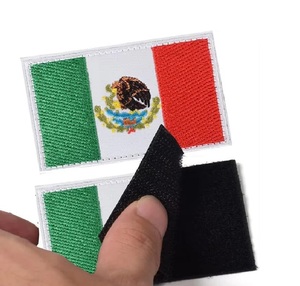 Écussons brodés tactiques avec motif fleur et drapeau du Mexique, avec boucles et crochets pour uniformes, sacs à dos et vestes - Tissu thermocollant 3D - Product Image 3