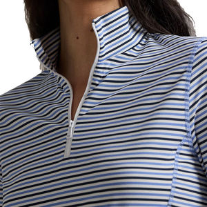 Haut de performance rayé premium pour femme, en jersey extensible léger, à col zippé, protection solaire UPF 50+, idéal printemps, été, automne - Product Image 5