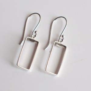 Paire de boucles d'oreilles en argent Sterling 925, 4x6 à 23x33mm, forme rectangulaire, dos ouvert, lunette, tasse vierge - Product Image 2