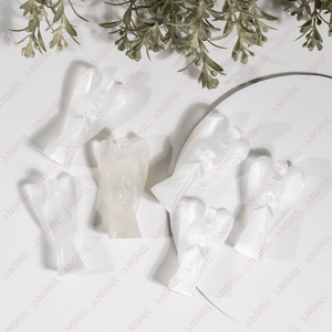 Natural White Color Selenite 2" Mini <b>Angels</b> Carved Premium Healing Crystals For Positiveness Meditation Decoration At Best Rate - Product Image 5