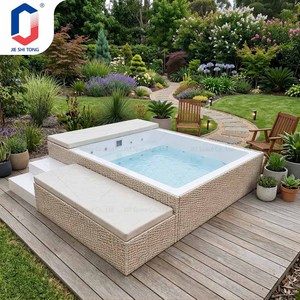 Sofá de Ratán Tejido para Piscina con Diseño de SPA, Equipamiento Completo, Piscina Elevada Pequeña para Terraza Exterior - Product Image 4
