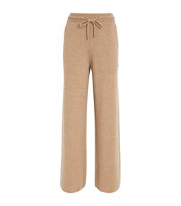 Pantalon pantalon personnalisé à la mode, élégant et confortable de couleur beige Pantalon de survêtement droit en laine et cachemire pour femmes - Product Image 1
