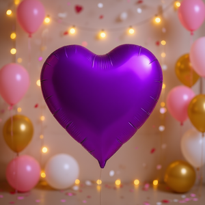 Globos de Corazón Metalizados para Fiesta, Color Morado, 24 Pulgadas, Bolsa de 12 Unidades - Product Image 3
