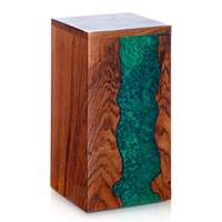 Urne en bois élégante avec incrustation de résine turquoise Design unique pour la commémoration | Alibaba par AYAAns