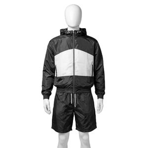 Ensemble de survêtement décontracté deux pièces pour homme, vert et blanc, en polaire respirant, avec broderie personnalisée, comprenant un sweat à capuche et un short en polyester uni - Product Image 5