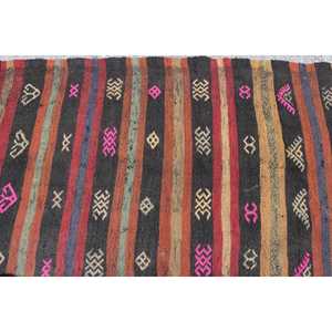 2.8x6.3 ft Turkish Accent Rug, <b>Brown</b> Red Vintage Abstract <b>Wool</b> Rug - Product Image 5