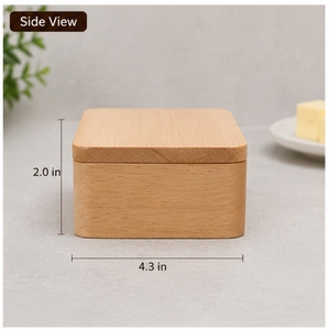 Wood Salt Box With Lid 4.3 In X 2.0 In Durable Handmade Wooden <b>Container</b> For Kitchen Use - Product Image 4