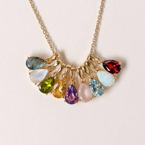 Collier en gros, fait main, en laiton, avec quartz hydro 6x12 mm serti clos, forme fantaisie, chaînes de mariage, bijoux cadeau - Product Image 5