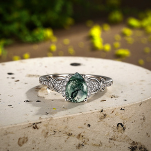 แหวนหมั้น Jeulia Infinity Pear Cut Moss Agate Cluster - ชุบทองคำชมพู 18K - Product Image 5
