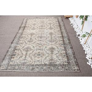 พรมตุรกี 5.2x7.9 ฟุต (157x241 ซม.) สีเบจลายดอกไม้สไตล์วินเทจ - Product Image 1