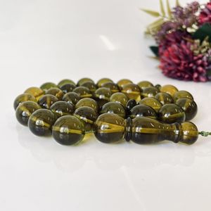 Perles de prière islamiques vertes, perles musulmanes en ambre olive - Product Image 5