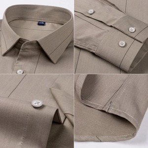 เสื้อเชิ้ตผู้ชายแขนยาวผ้าถักเนื้อผ้าฝ้าย 100% ระบายอากาศได้ดี ไม่ต้องรีด ไม่ยับ สวมใส่สบาย เหมาะสำหรับฤดูร้อน - Product Image 3