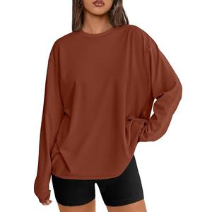 New Arrival Luxury Long Sleeve Round Neck Shoulder Slope Solid Comfortable Oversized <b>Women's</b> Cotton Sweatshirt From Bangladesh - Product Image 1
