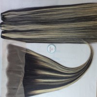 Vente en gros Extensions de cheveux humains de couleur claire de 22 pouces sans enchevêtrement sans perte d'os fermeture droite avec faisceaux de points forts disponibles