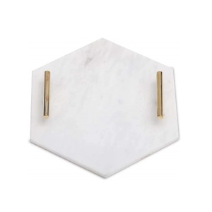 Plateau en marbre moderne ovale de luxe, décoration d'intérieur de haute qualité, plateau de vanité et de service - Product Image 1