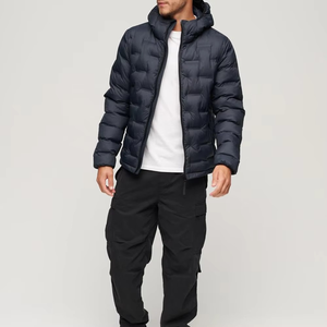 Hot Selling Premium Quality Coated Canvas Men's Puffer <b>Jacket</b> New Design Heavyweight Zipper Stand Collar Winter High Street - Product Image 3