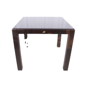 Table en rotin 90x90 haute qualité Design moderne fabricant turc couleur blanche avec verre meilleur produit pour salle à manger chambre - Product Image 1