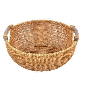 Cesta de almacenamiento de frutas de cocina multifuncional de diseño moderno, hecha a mano, mimbre marrón Natural, tacto rústico, Material de Metal duradero - Product Image 5