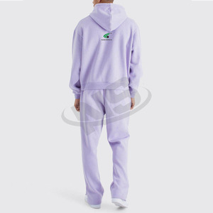 Ensemble de survêtement uni évasé pour homme, sweat à capuche et pantalon de jogging, deux pièces, coupe oversize, décontracté, respirant, streetwear, logo personnalisé - Product Image 2