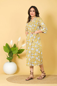 Women's <b>Lightweight</b> 100% Cotton Printed Loungewear Floral Print Kimono Robe <b>Dressing</b> <b>Gown</b> for Summer Beach Wear and Sleepwear - Product Image 2