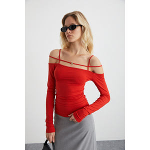 Chemisier à boucles et bretelles décoratives en viscone et lycra pour femme ETHIQUET LIADAN - Product Image 1