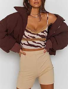 Doudoune fantaisie pour femme avec col haut-Manteau matelassé à fermeture éclair sur le devant, vêtements d'extérieur rembourrés chauds pour l'hiver - Product Image 4