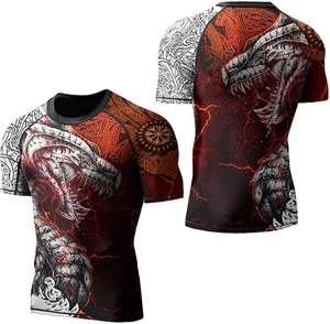 Camisa de compresión de manga corta MMA Rashguard OEM Top BJJ personalizado con absorción de humedad y tela elástica - Product Image 1