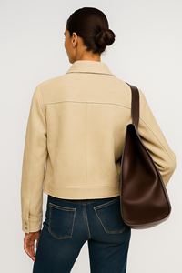 Automne femmes veste en peau de mouton à double boutonnage vert daim uni teint solide motif coupe-vent bouton printemps hiver automne - Product Image 2