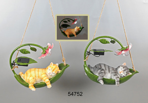 Tùy Chỉnh Dễ Thương Năng Lượng Mặt Trời Powered Mèo Hoa Điêu Khắc Nhựa Ngoài Trời Động Vật Trang Trí Nội Thất Với Đèn LED Cho Treo Vườn Cây Đồ Trang Trí - Product Image 2