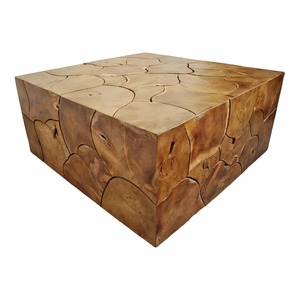 Table basse Unika en bois de teck massif couleur laquée naturelle de haute qualité pour l'intérieur et l'extérieur. - Product Image 4