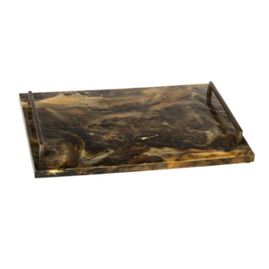 Grand plateau de service en corne et métal de qualité supérieure Plateau élégant pour une présentation élégante des repas et des desserts - Product Image 4