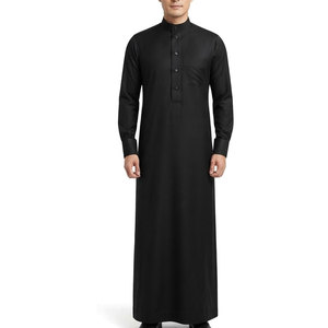 Thobe saoudien classique décontracté en coton léger et respirant, coupe ajustée, manches longues, détail boutonnière avant, idéal pour les événements - Product Image 1