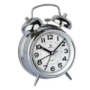 Reloj Despertador Plateado JA7041C de JUSTAMINUTE con Campanas para Escritorios y Mesas de Lowell - Product Image 1