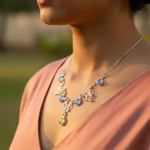 Collar de Moda de Plata 925 con Gema de Calcedonia para Mujer - Product Image 3