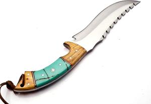 Couteau de pêche artisanal en acier au carbone avec manche en bois et étui en cuir fin, cadeau pour elle, couteau tendance, couteau de boucher - Product Image 4