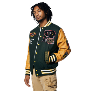 Nouvelle taille personnalisée Logo Letterman veste hommes polaire décontracté Patchwork recadrée Baseball université Letterman veste pour hommes - Product Image 4