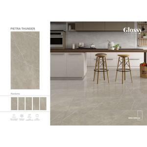 Moderno Hotel 600x600 y 600x1200 Azulejo de pared de porcelana esmaltada Aspecto de mármol gris Ladrillo refractario pulido para uso interior - Product Image 2