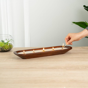 Tazón de masa de madera Soporte de vela Decoración DE BODA Tazones de masa de madera Soporte de vela Precio al por mayor - Product Image 3