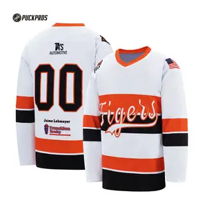 Maglia Hockey su misura strisce placcaggio in saia Logo della squadra Hockey maglia ricamo personalizzato uniforme per Hockey su ghiaccio