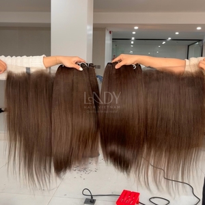 Prix de gros Yaki paquets de cheveux raides trame cheveux et extensions frontales paquets 100% matériel de cheveux vietnamiens non transformés - Product Image 5