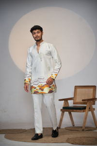 Globo Sueños jacquard diseñador kurta - Product Image 2