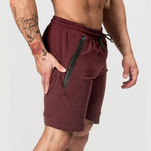 Wholesale Price High Quality Customized Logo Design Gym Fitness 100%Cotton Solid Color Side <b>Zipper</b> Pockets Man <b>Shorts</b> 2022 - Product Image 1