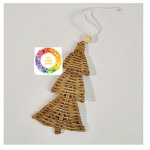 Cloches décoratives en rotin faites à la main pour sapin de Noël, toile de fond de fête et style chaleureux pour les vacances à la maison - Product Image 1