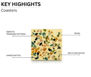 Sous-verres artisanaux en terrazzo Lot de 4 sous-verres en bois pour boissons Sous-verres absorbants pour table basse ferme - Product Image 5