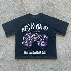 T-shirt court décontracté pour hommes Streetwear Heavyweight 100% Cotton Boxy Fit Custom High Quality Oversized Satin Shirts - Product Image 3