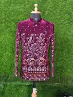 Vêtements islamiques de haute qualité en velours indo-occidental Sherwani Kurta pour mariage Robe musulmane avec costumes pour hommes
