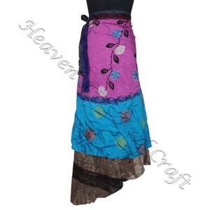 Nuevo estilo de 100 formas, envoltura mágica Reversible, falda Sari de seda Vintage, falda envolvente étnica de seda Sari, faldas Halter Sarong, envoltura mágica Bohemia - Product Image 3