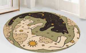 Best Quality Modern Cat Circle <b>Rug</b> Embroidered <b>Black</b> and White Area <b>Rug</b> Custom Size Animal Print KNOT <b>RUG</b> for Animal Lovers - Product Image 5